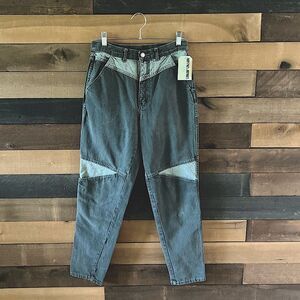 Vintage 80s Jordache Two Tone Grey Patchwork Multipock Straight Leg Denim